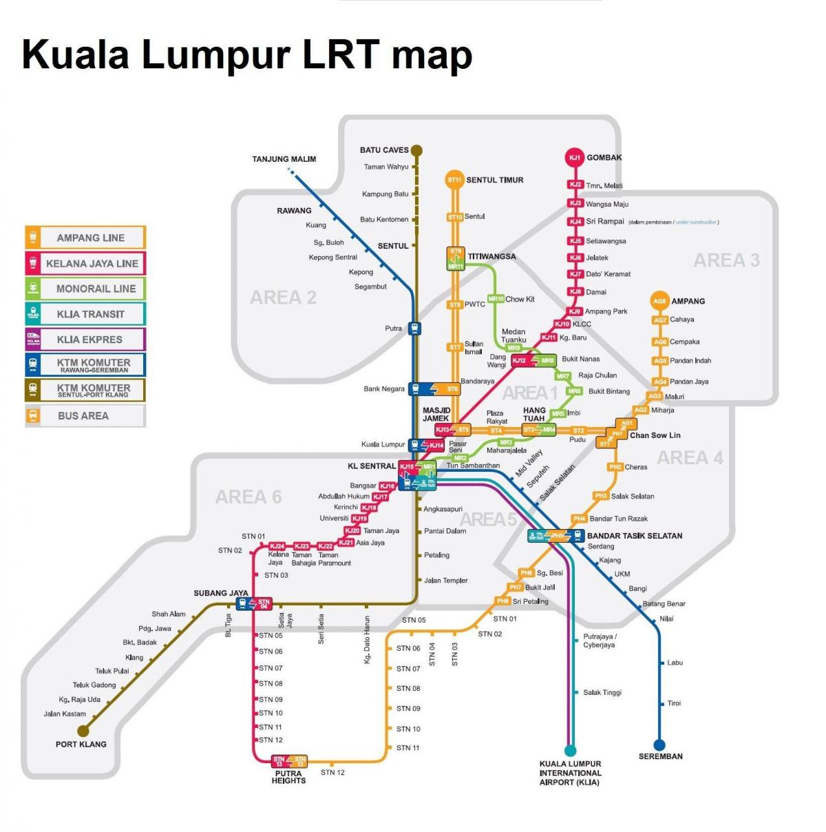 2016 Hafif Raylı Sistem haritası Malezya 
