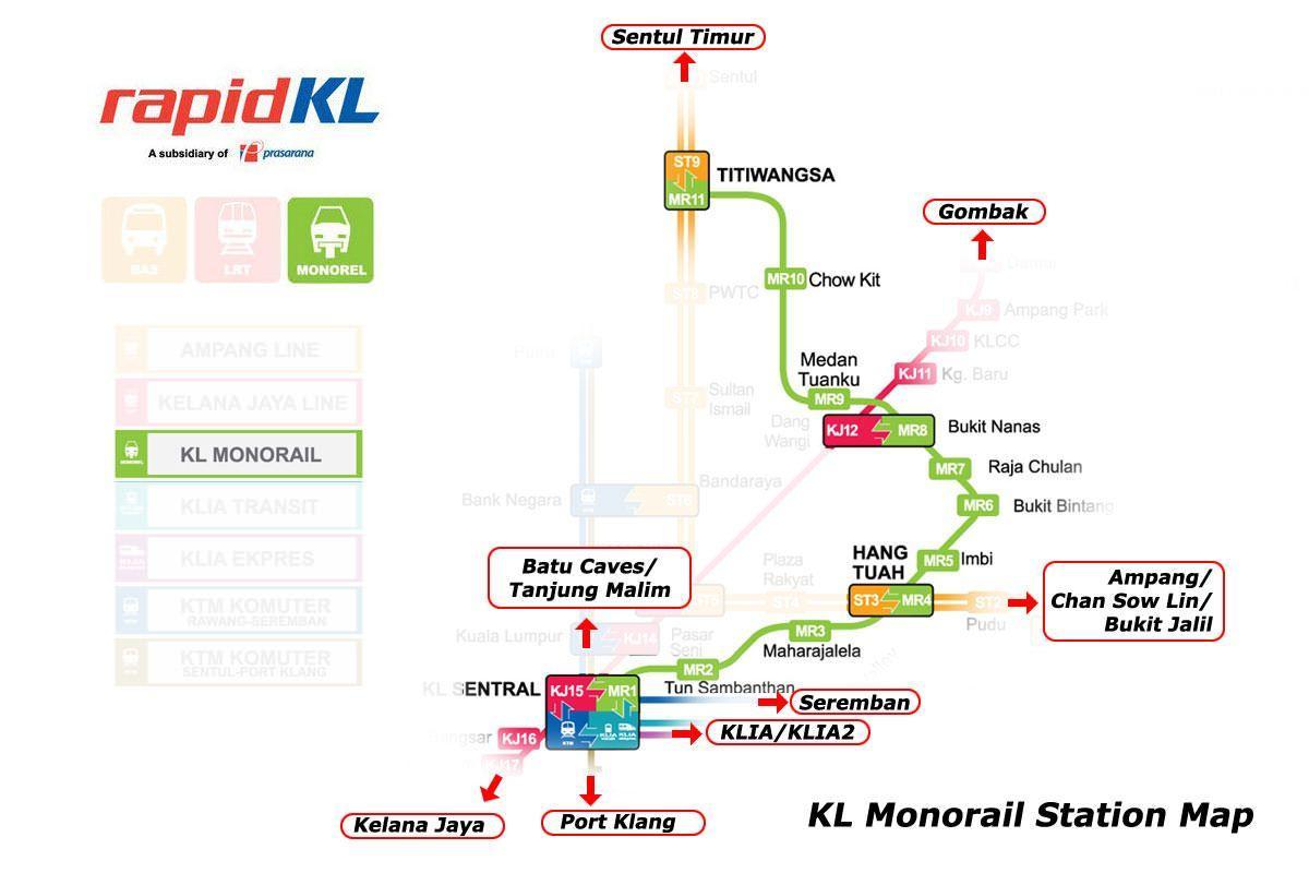 kl sepang Monoray İstasyonu haritası