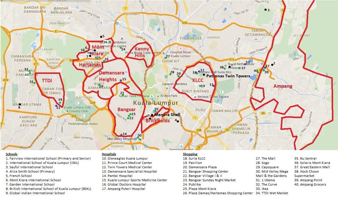kuala lumpur bölge haritası