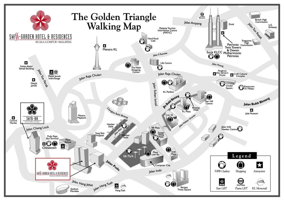 golden triangle, kuala lumpur haritası